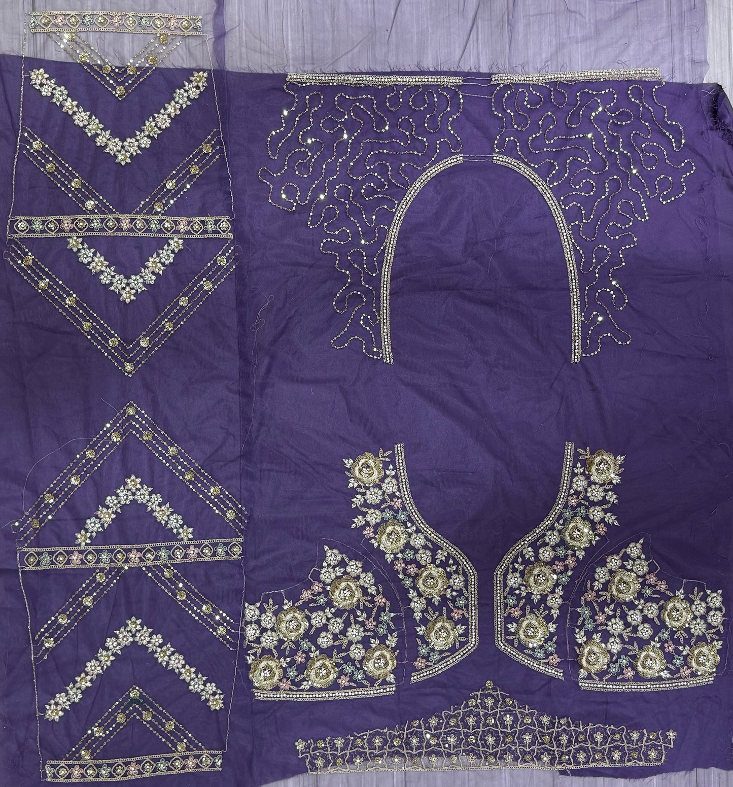 Alluring Purple Thread Embroidery Net Wedding Lehenga Choli