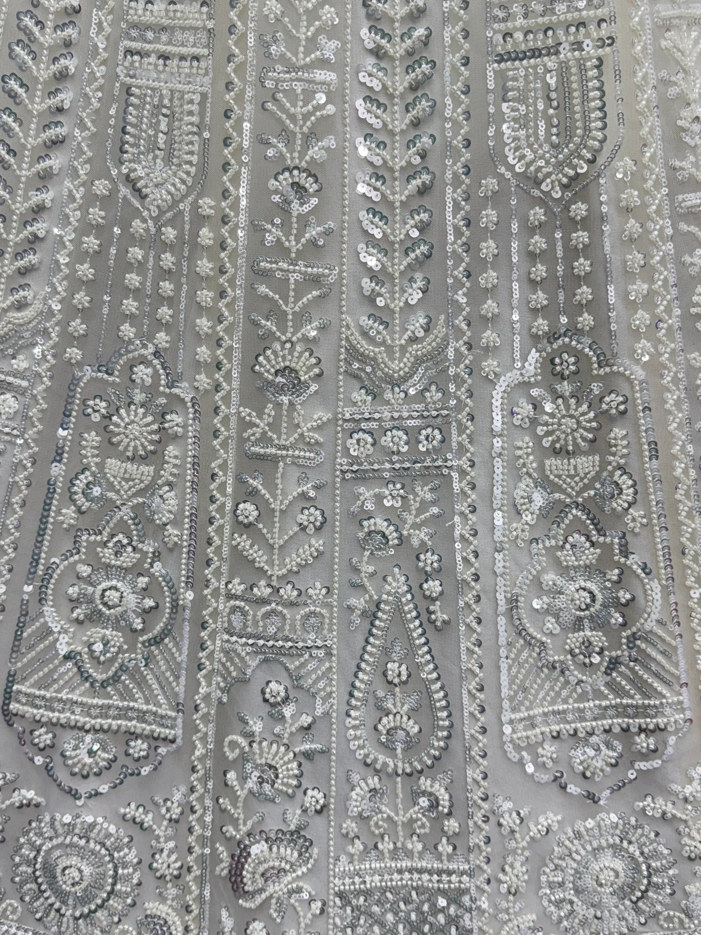 Gorgeous White Moti Work Net Engagement Wear Lehenga Choli With Dupatta