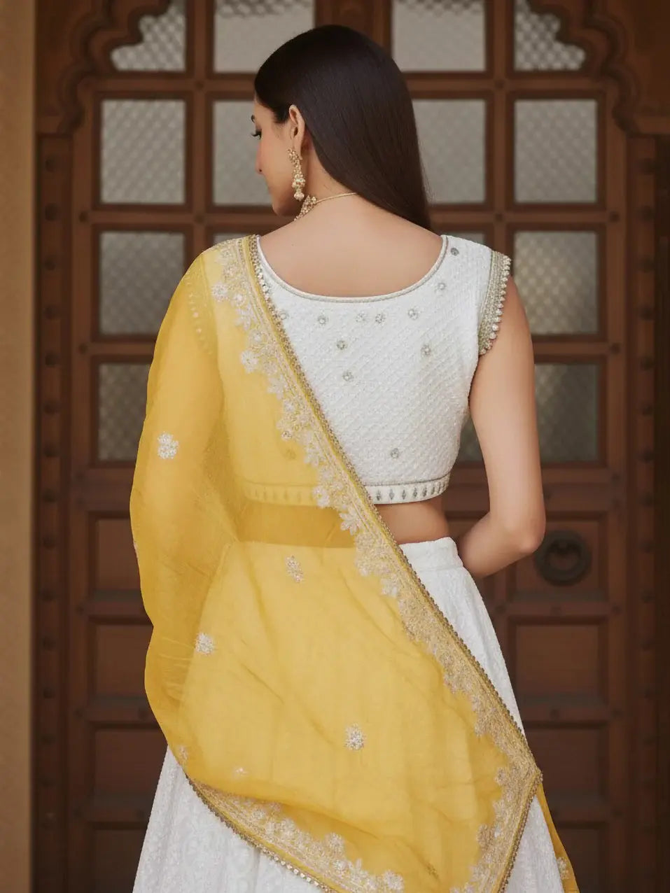 Stylish White Sequins Georgette Designer Lehenga With Blouse