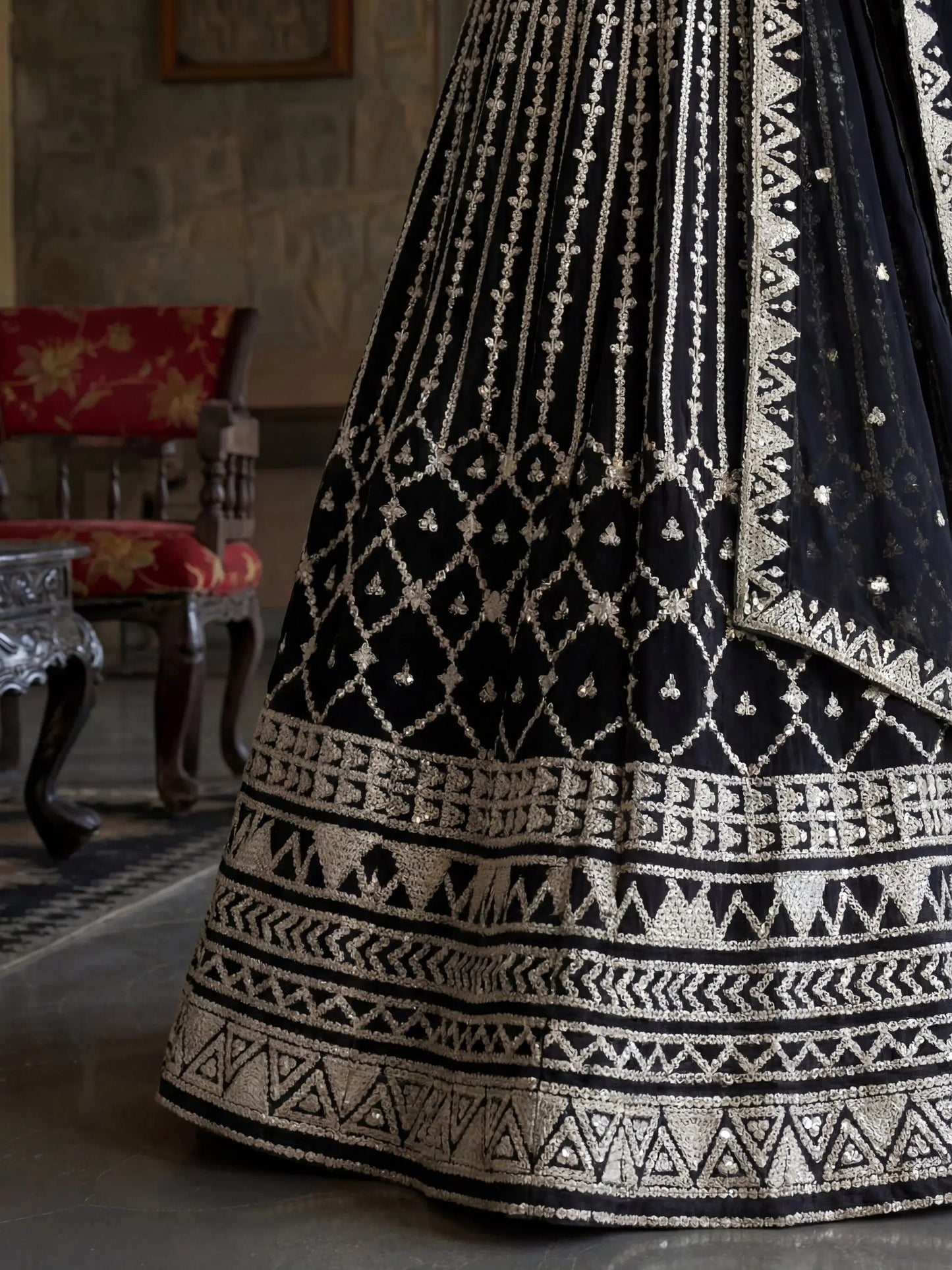 Charming Black Embroidered Georgette Party Wear Lehenga Choli With Dupatta