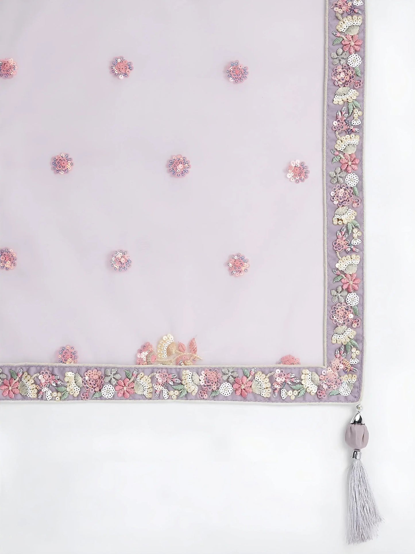 Exclusive Lavender Thread Embroidery Net Reception Wear Lehenga Choli