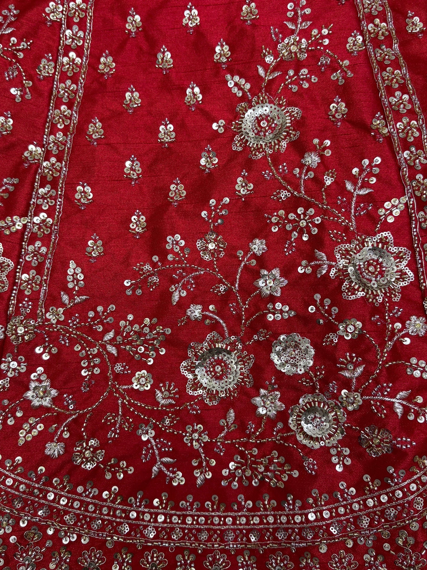 Lovely Red Hand Work Silk Bridal Wear Lehenga Choli With Double Dupatta