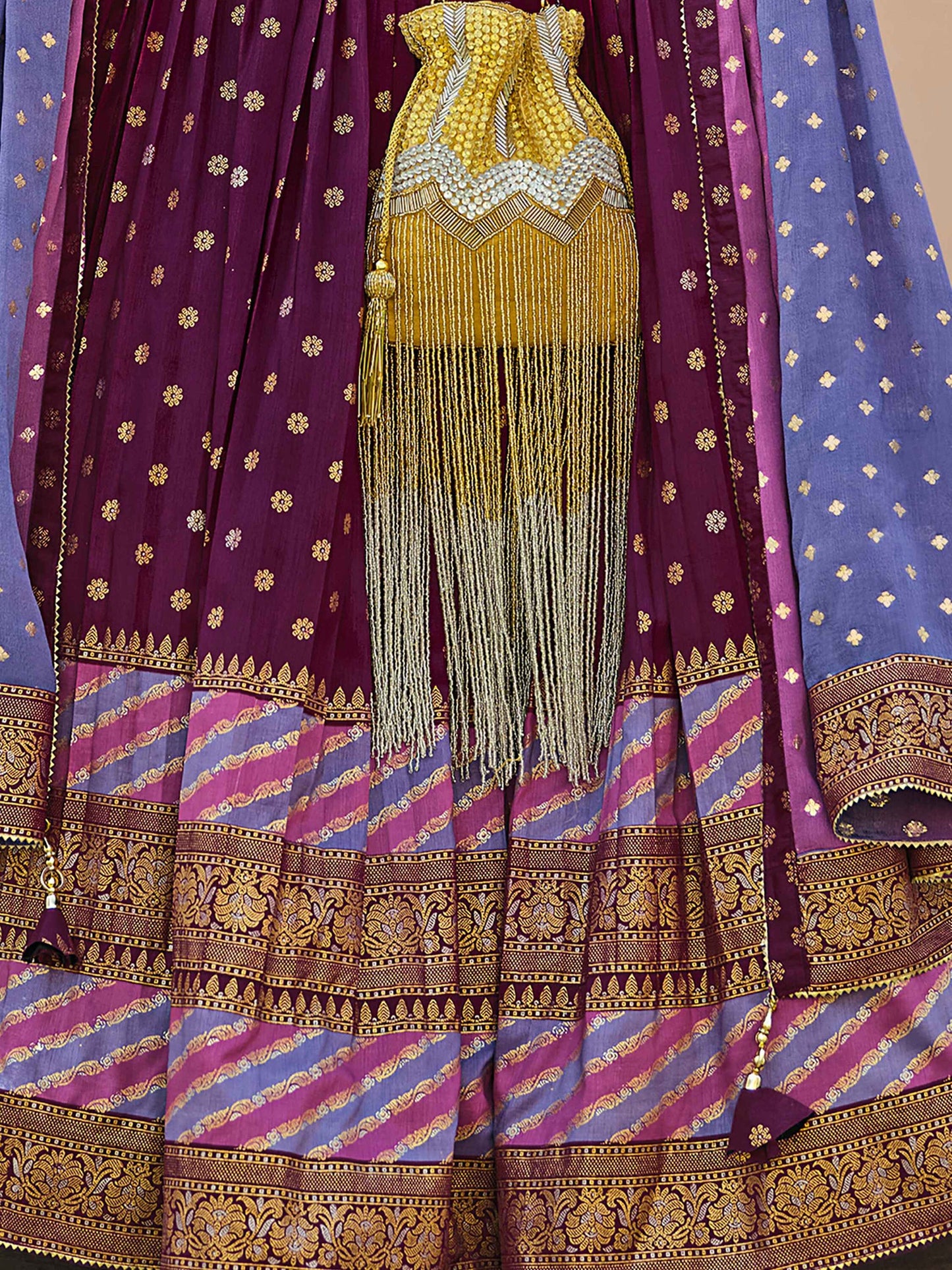 Beautiful Wine Color Sequins Silk Designer Lehenga Choli With Dupatta