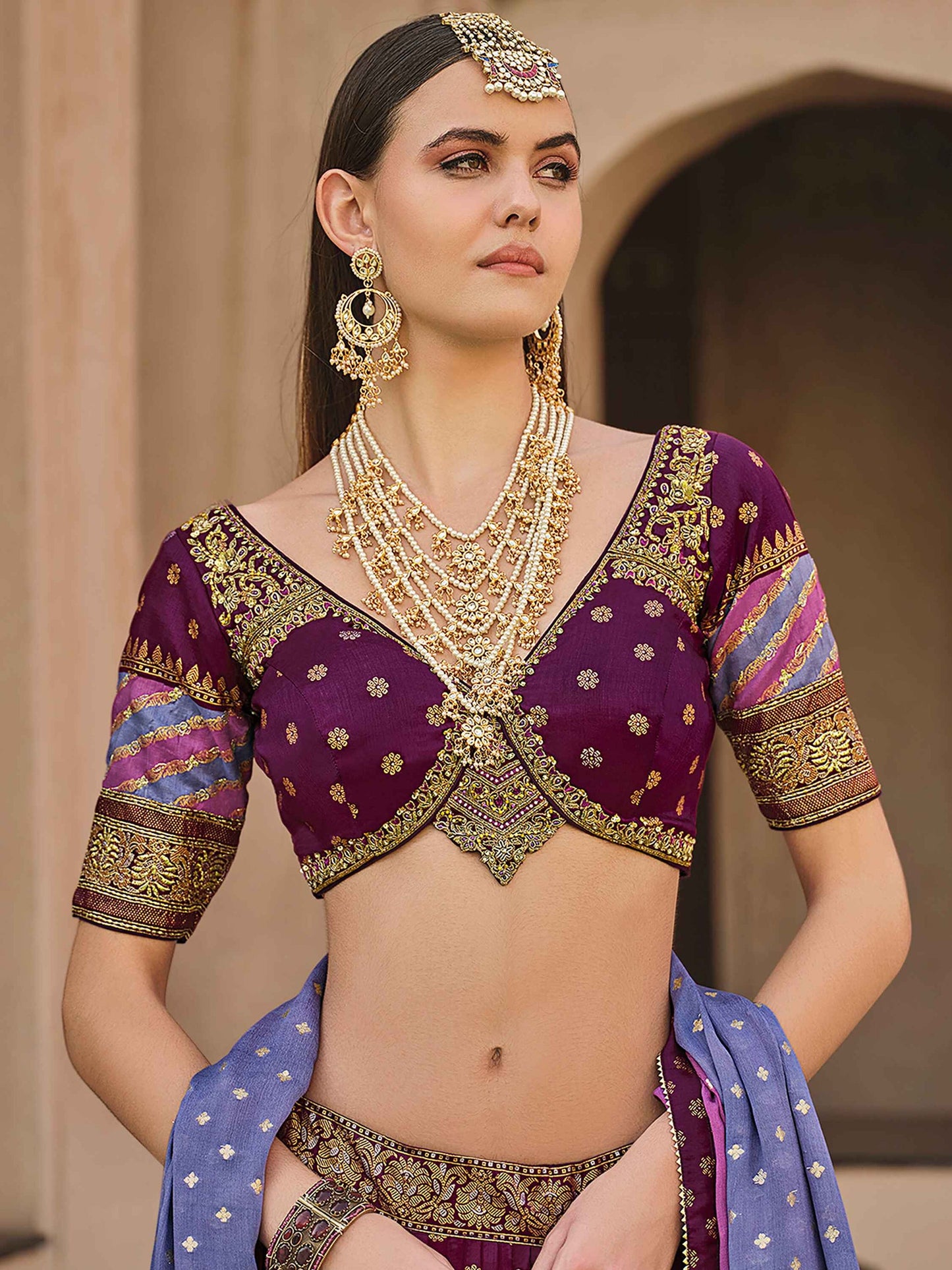 Beautiful Wine Color Sequins Silk Designer Lehenga Choli With Dupatta