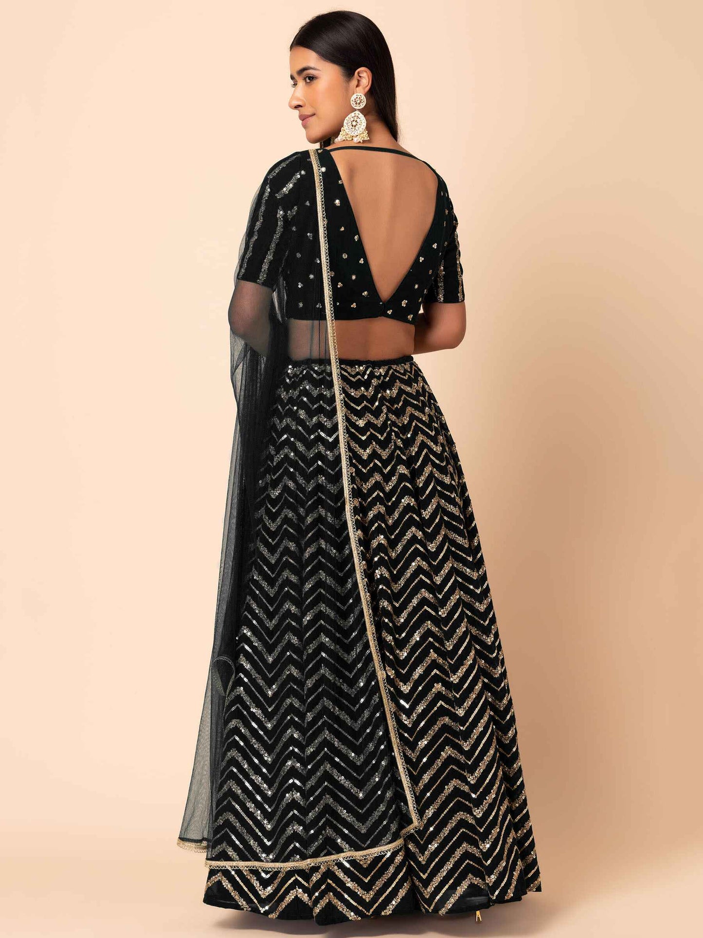 Adorable Black Zari Embroidered Georgette Event Wear Lehenga Choli