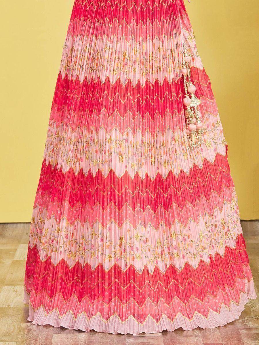 Adorable Pink Embroidered Work Chinon Traditional Lehenga Choli - Zeel Clothing