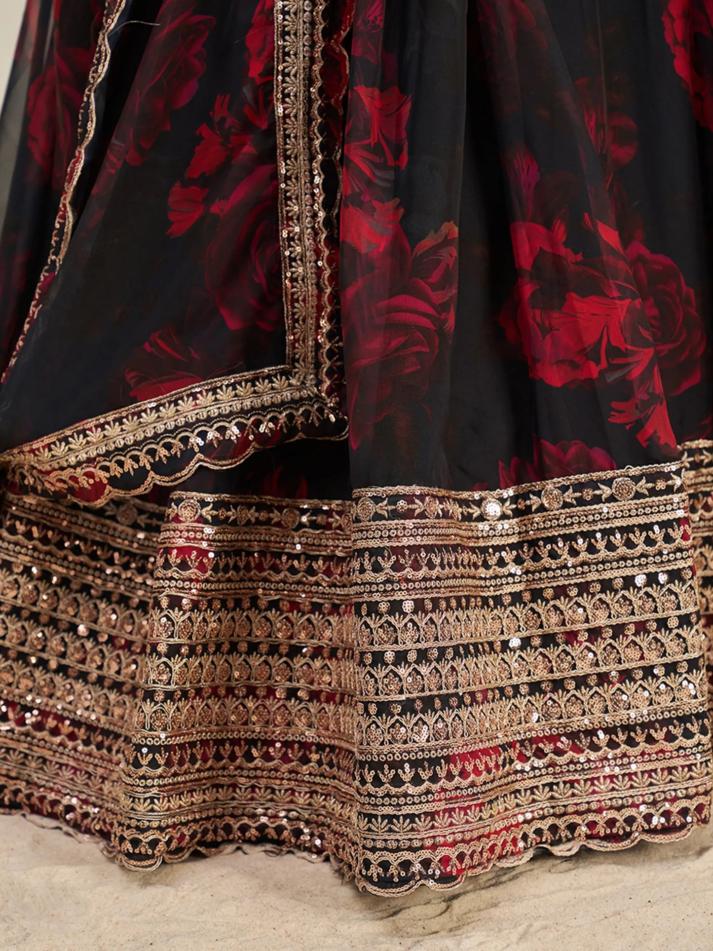 Alluring Black Sequins Organza Lehenga Choli With Dupatta - Zeel Clothing