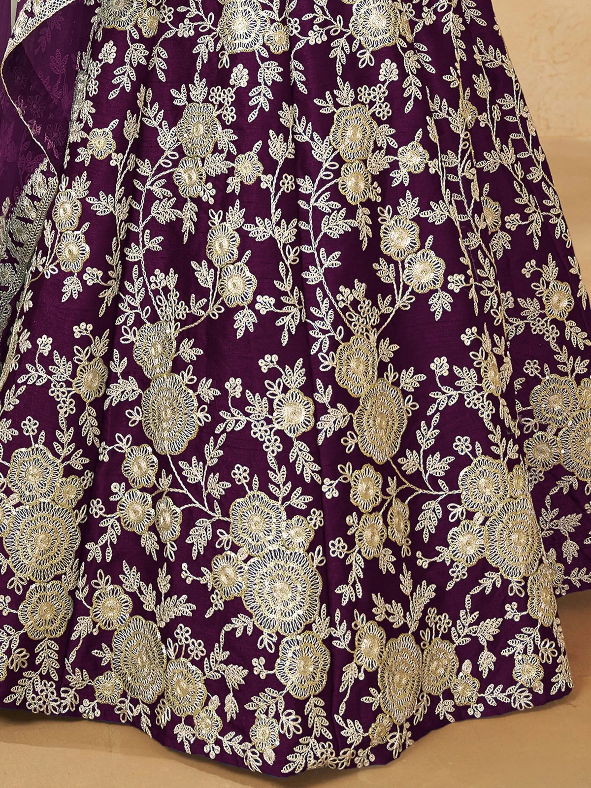 Attractive Purple Sequins Work Silk Reception Wear Lehenga Choli - Zeel Clothing