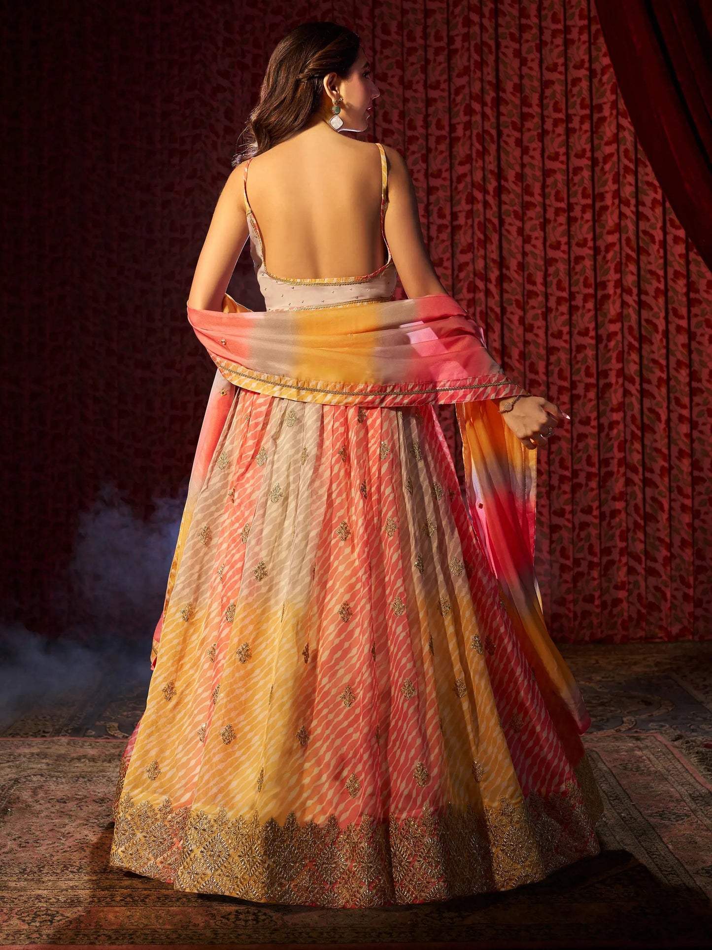 Beautiful Multi-Color Printed Organza Engagement Wear Lehenga Choli - Zeel Clothing