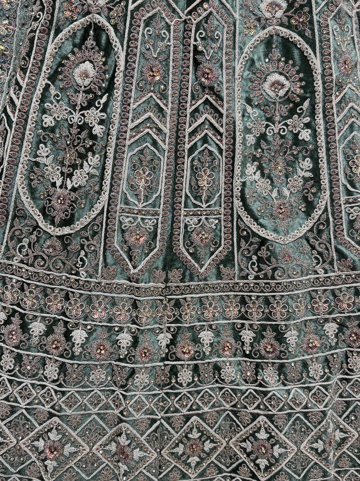 Charming Green Velvet Bridal Lehenga Choli With Double Dupatta - Zeel Clothing