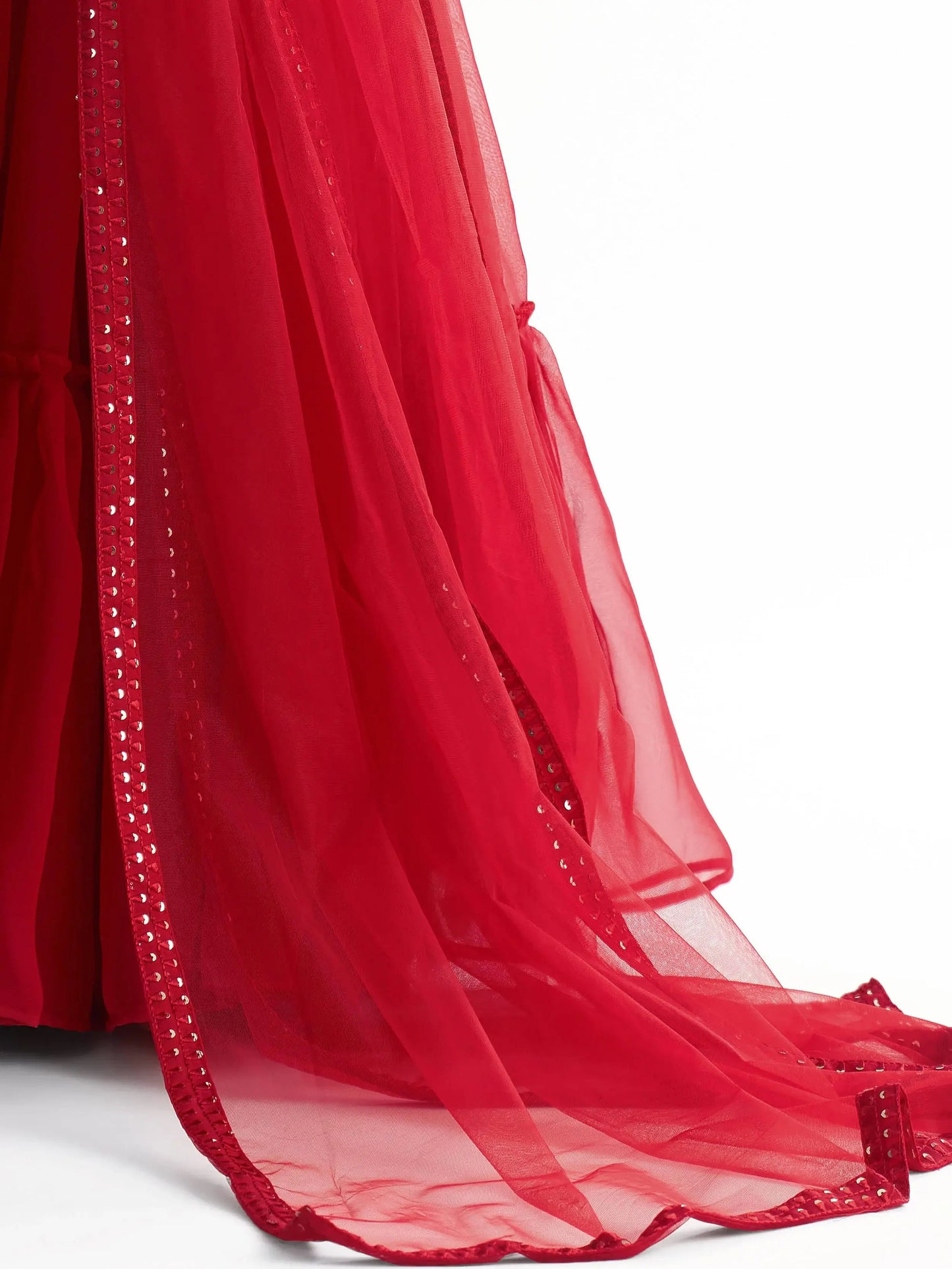 Engaging Red Sequins Georgette Designer Lehenga Choli With Dupatta - Zeel Clothing