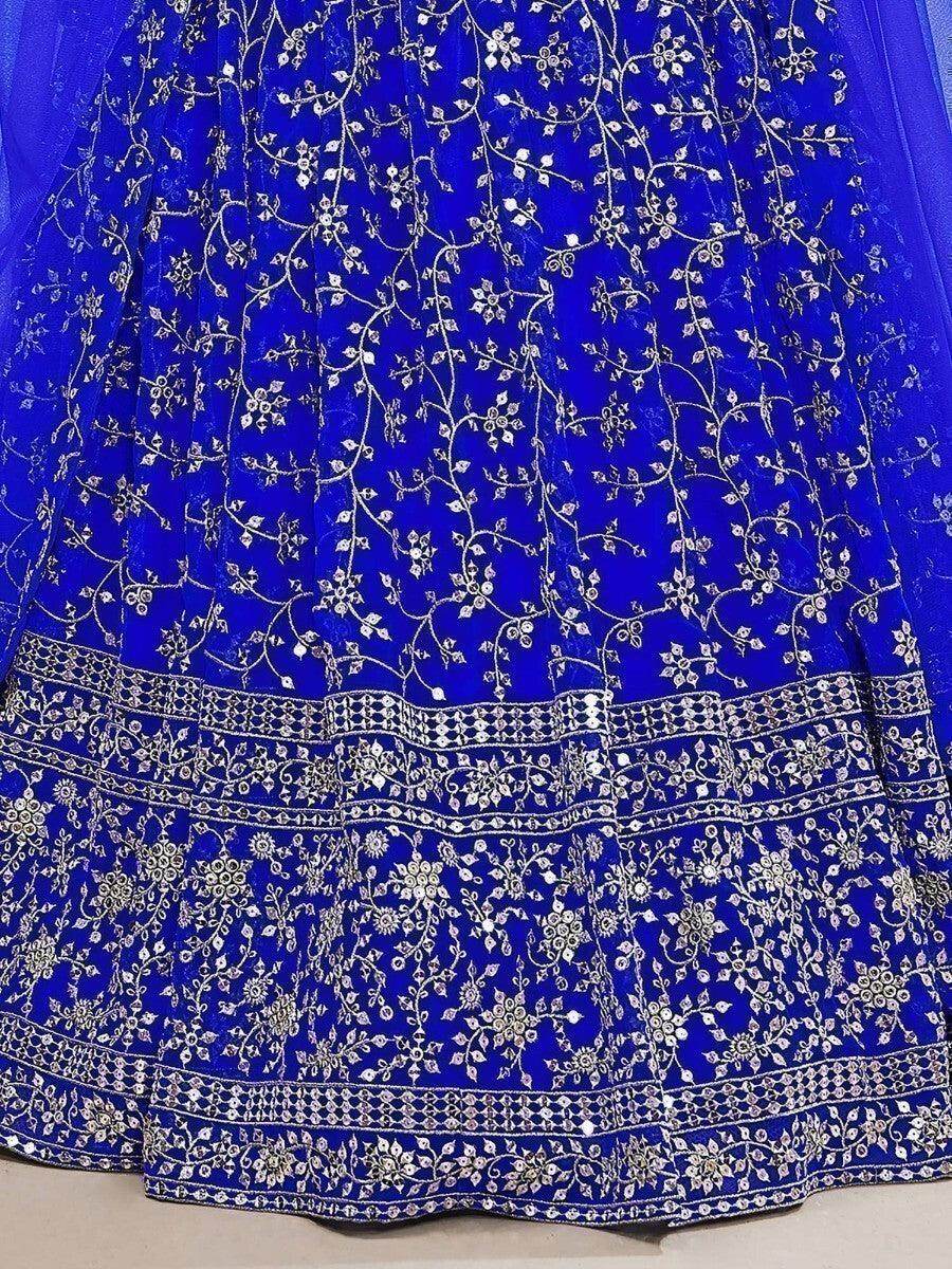 Enticing Blue Embroidered Georgette Designer Lehenga Choli - Zeel Clothing