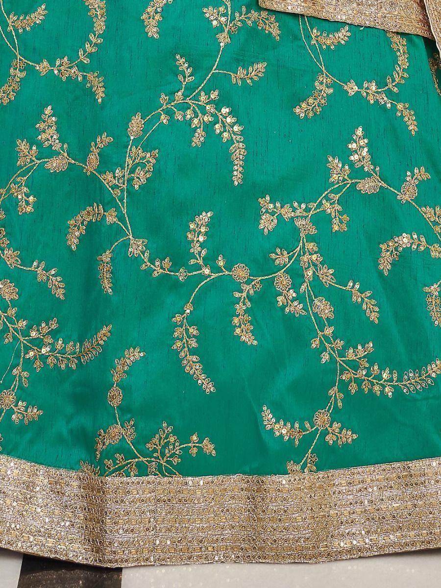 Fascinating Green Sequins Art Silk Wedding Wear Lehenga Choli - Zeel Clothing