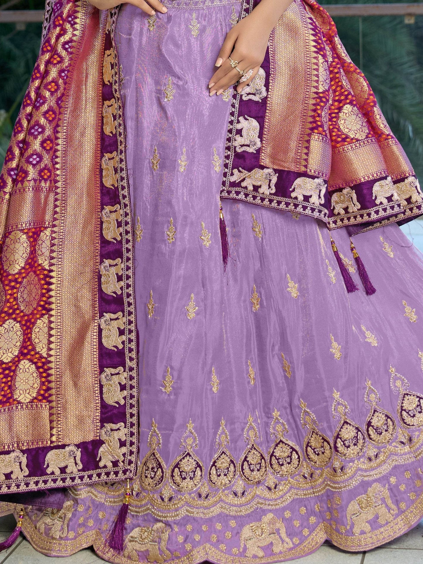 Glorious Lavender Coding Work Viscose Silk Traditional Lehenga Choli With Dupatta - Zeel Clothing
