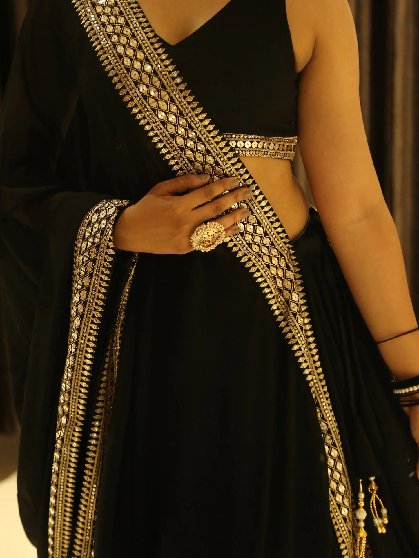 Great Black Zari Embroidered Georgette Reception Wear Lehenga Choli - Zeel Clothing