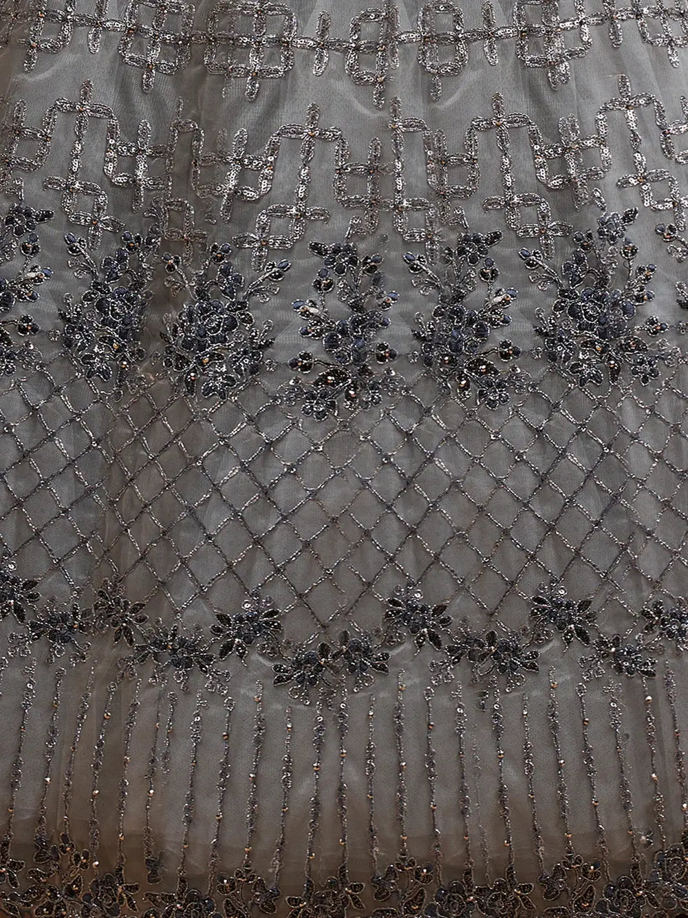 Great Grey Zari Embroidered Net Party Wear Lehenga Choli - Zeel Clothing