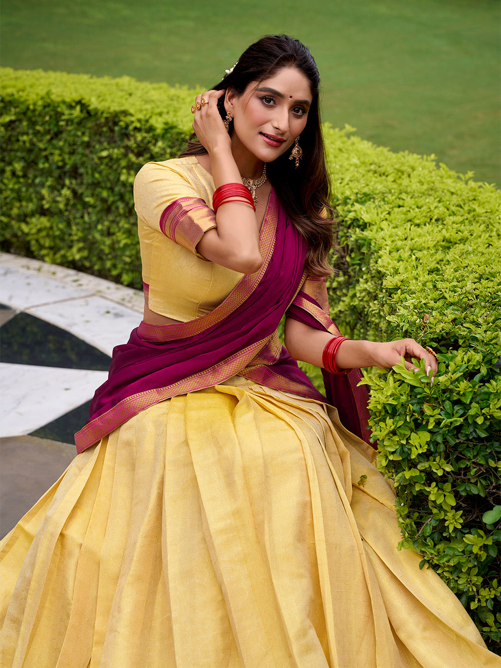 Pink Color Zari Weaving Work Kanchipuram Lehenga Choli