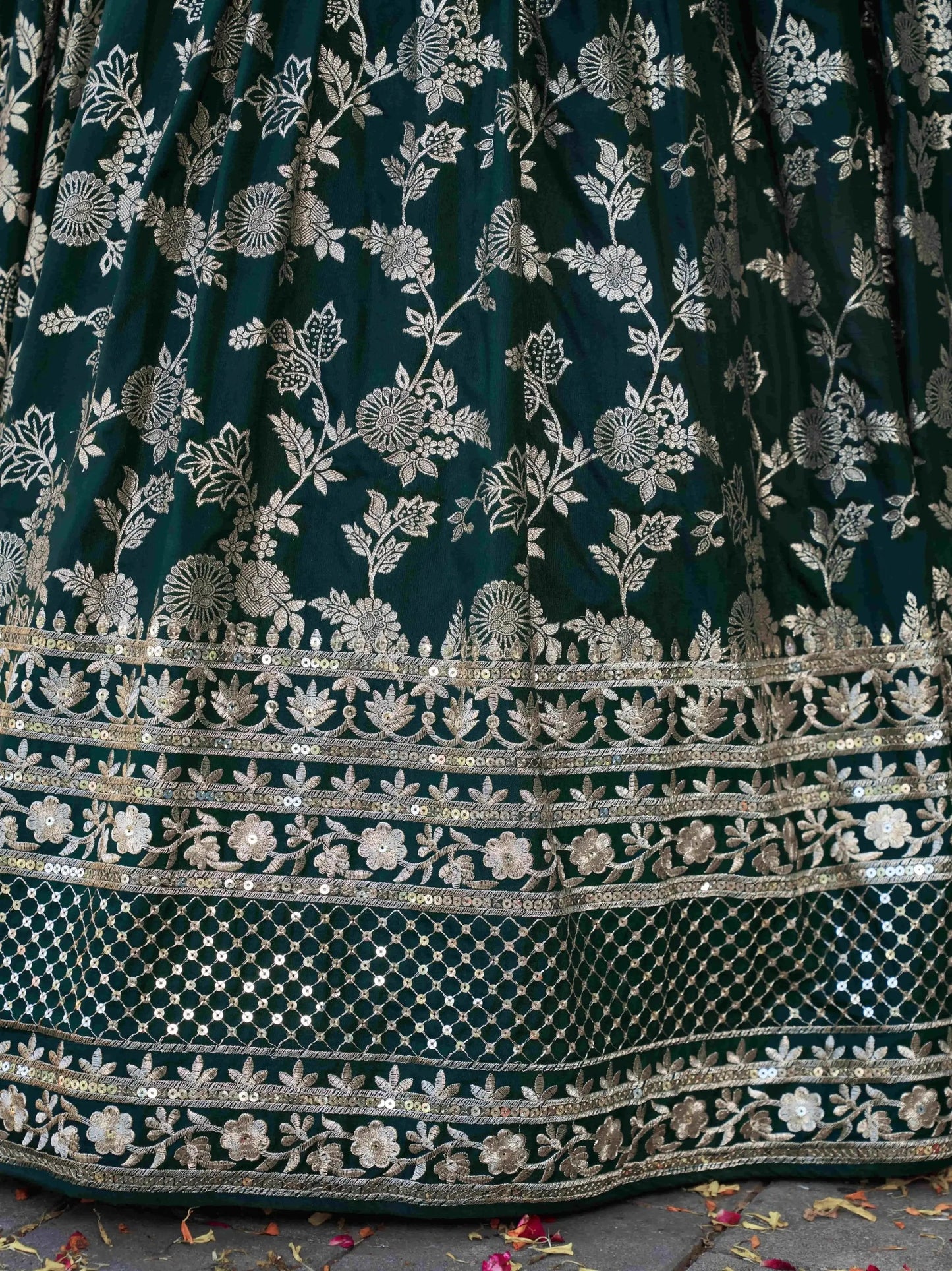 Incredible Green Ceremonial Wear Zari Embroidery Lehenga Choli With Dupatta - Zeel Clothing