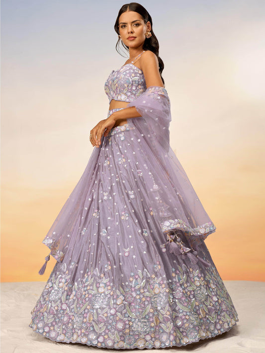 Incredible Mauve Sequins Chiffon Designer Lehenga Choli With Dupatta - Zeel Clothing