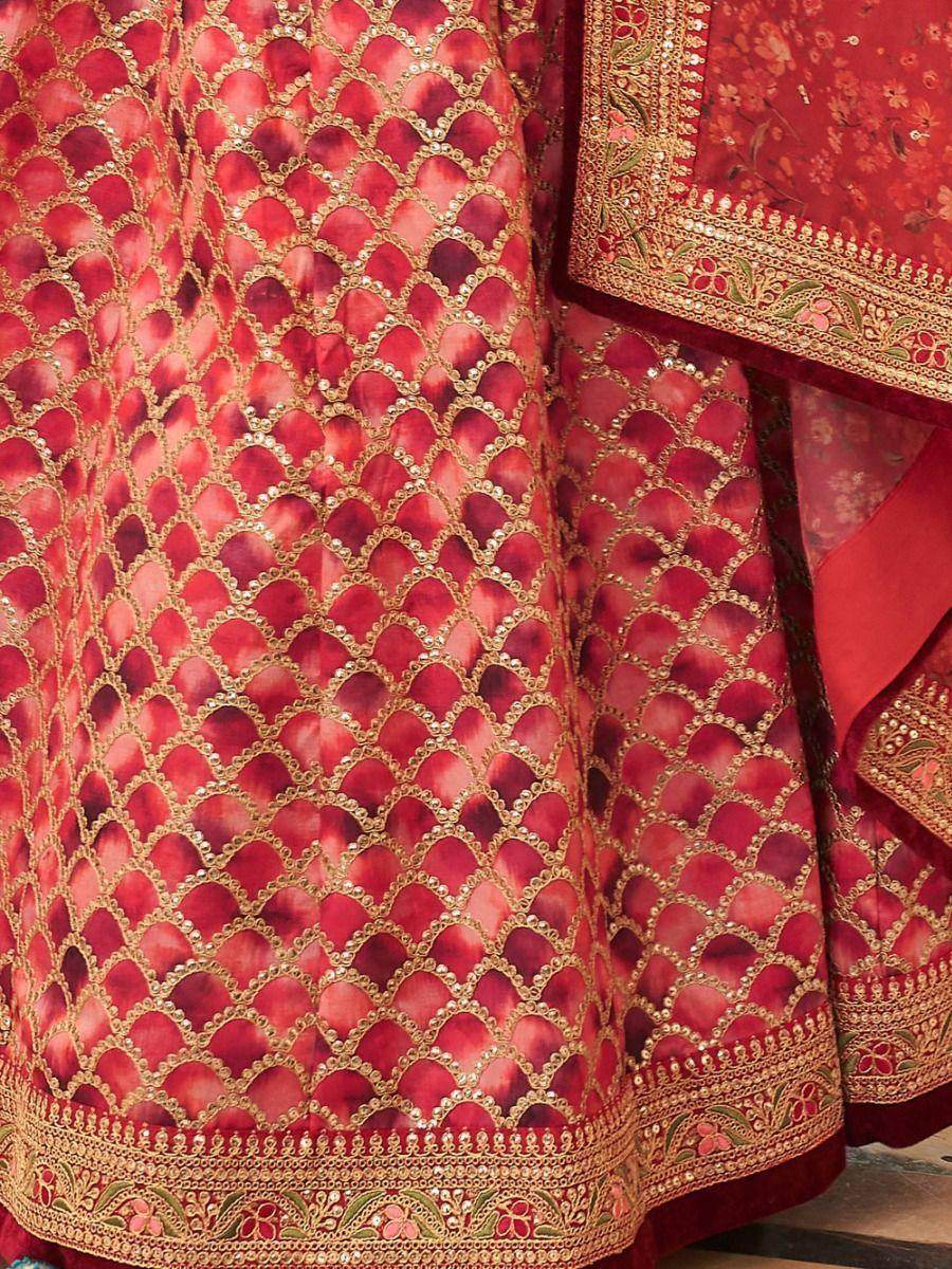 Incredible Red Embroidered Art Silk Traditional Wear Lehenga Choli - Zeel Clothing