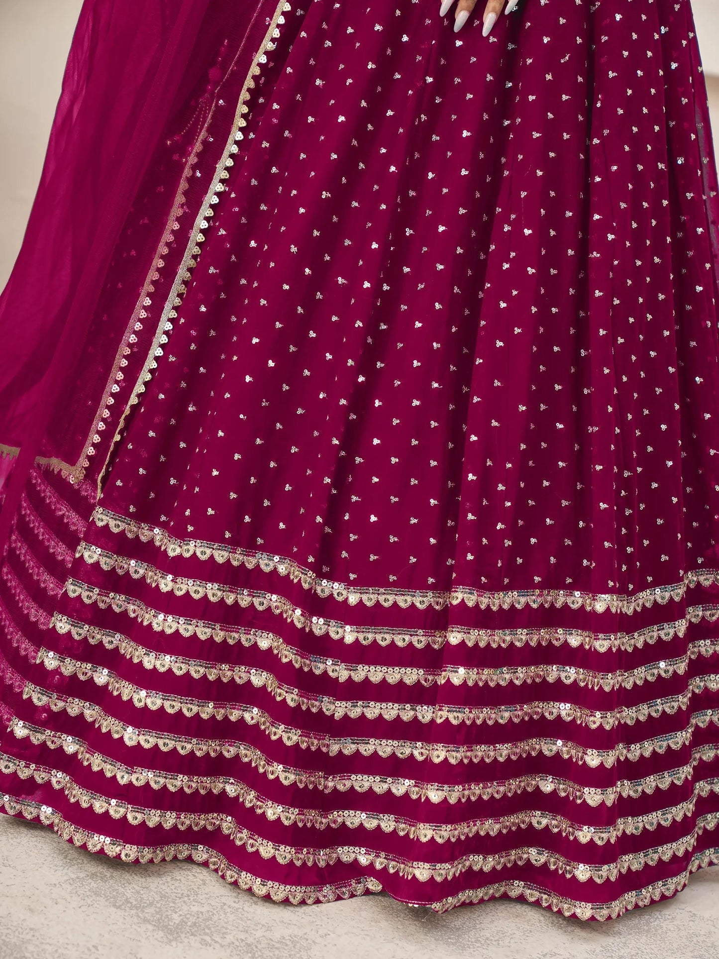 Lovable Rani Pink Sequins Georgette Wedding Wear Lehenga Choli - Zeel Clothing