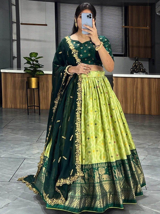 Lovely Light Green Dolla Silk Bandhani Print Lehenga Choli With Dupatta - Zeel Clothing