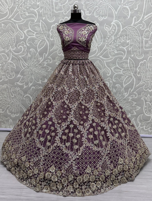 Lovely Pink Dori Embroidered Net Bridesmaid Lehenga Choli With Dupatta - Zeel Clothing