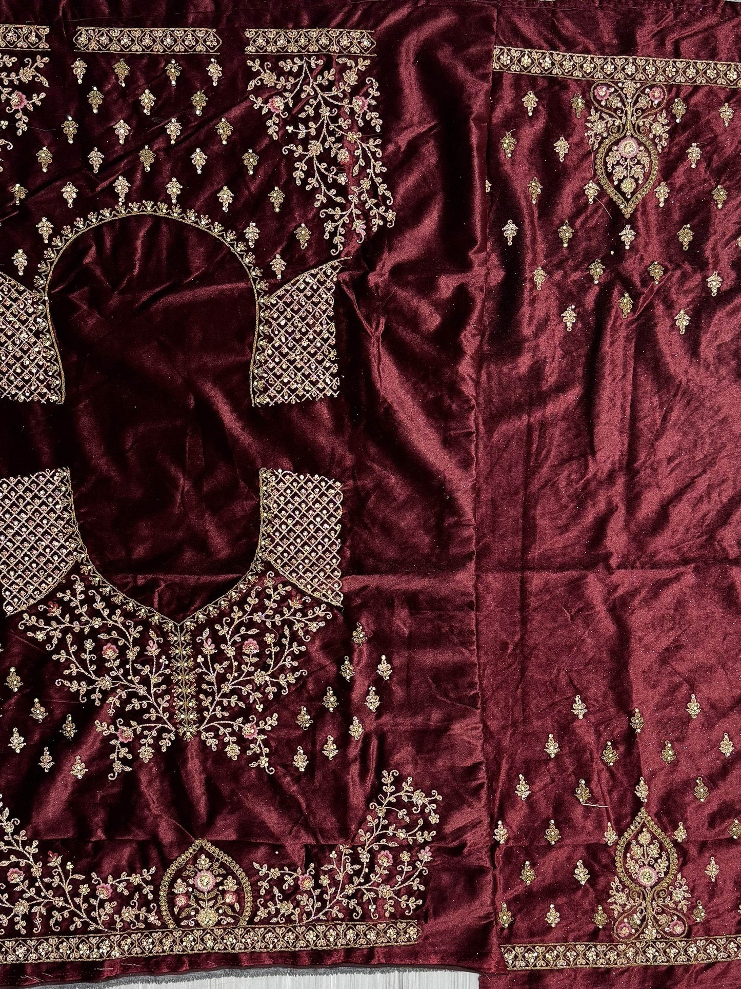 Magnetic Maroon Thread Work Bridal Lehenga Choli With Double Dupatta - Zeel Clothing