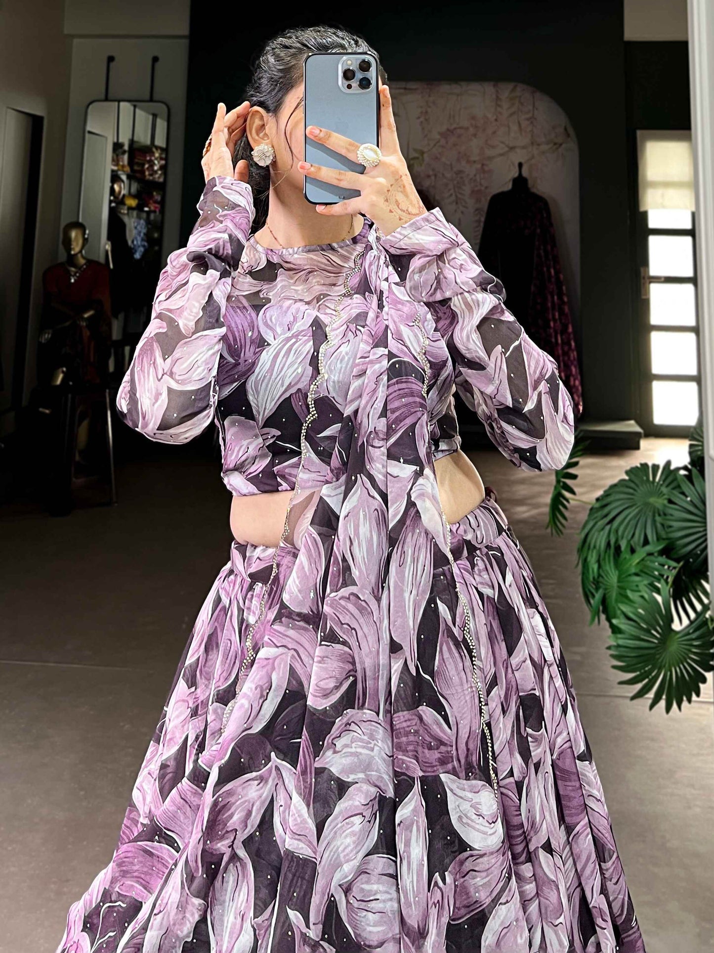 Magnetic Purple Digital Printed Silk Lehenga Choli With Dupatta - Zeel Clothing