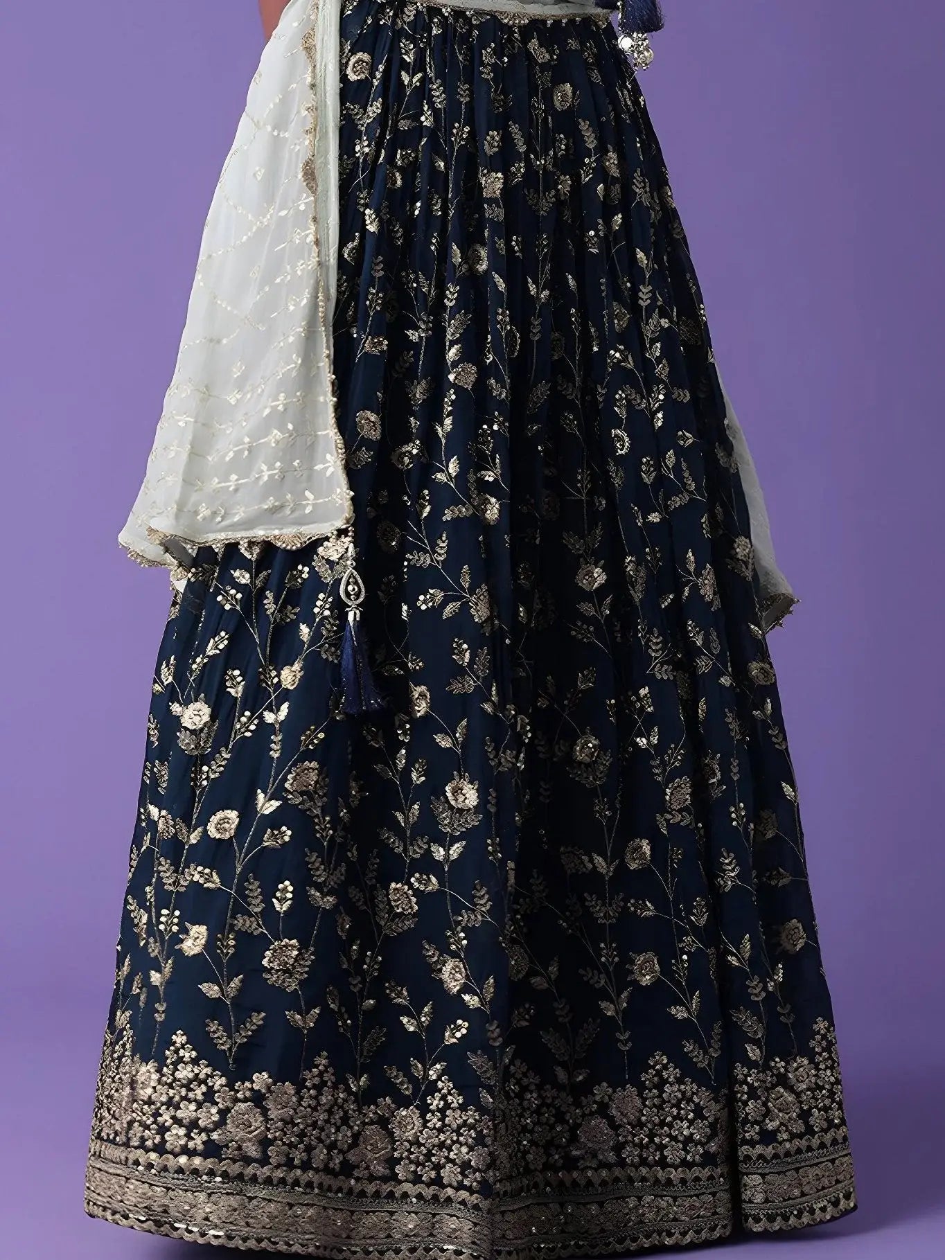 Mesmerizing Blue Zari Embroidered Georgette Wedding Wear Lehenga Choli - Zeel Clothing