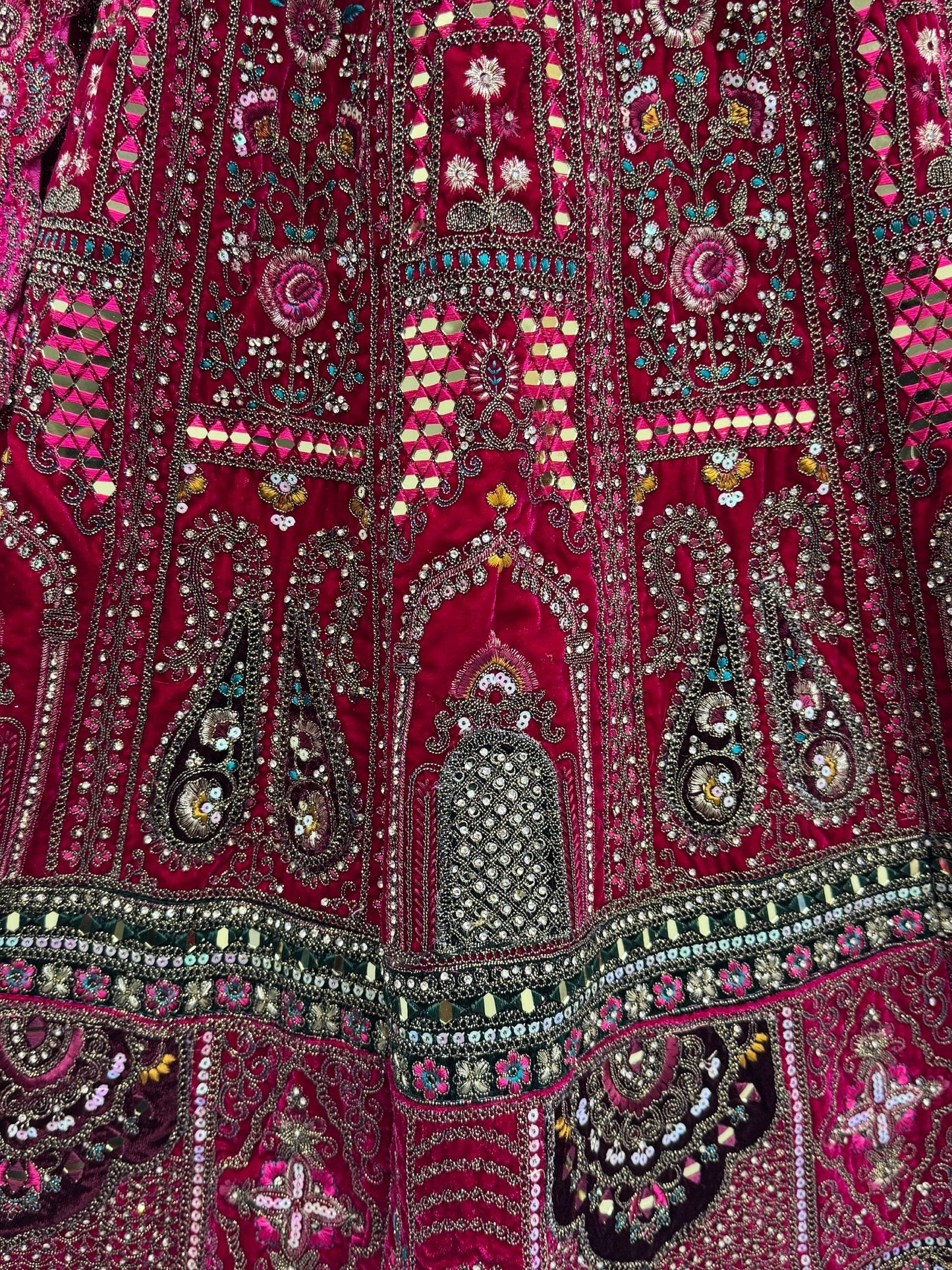 Sensational Pink Dori Work Velvet Bridal Lehenga Choli With Double Dupatta - Zeel Clothing