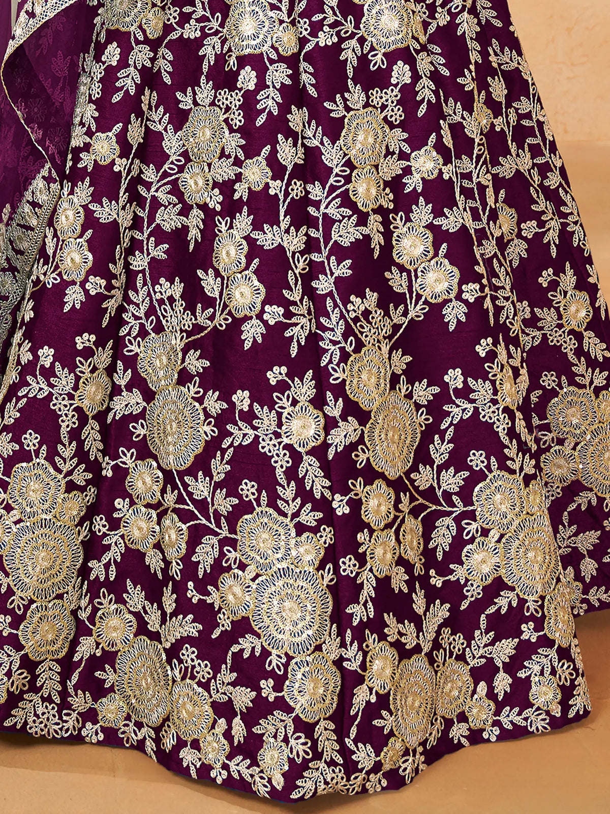 Spectacular Wine Embroidered Silk Wedding Wear Lehenga Choli - Zeel Clothing
