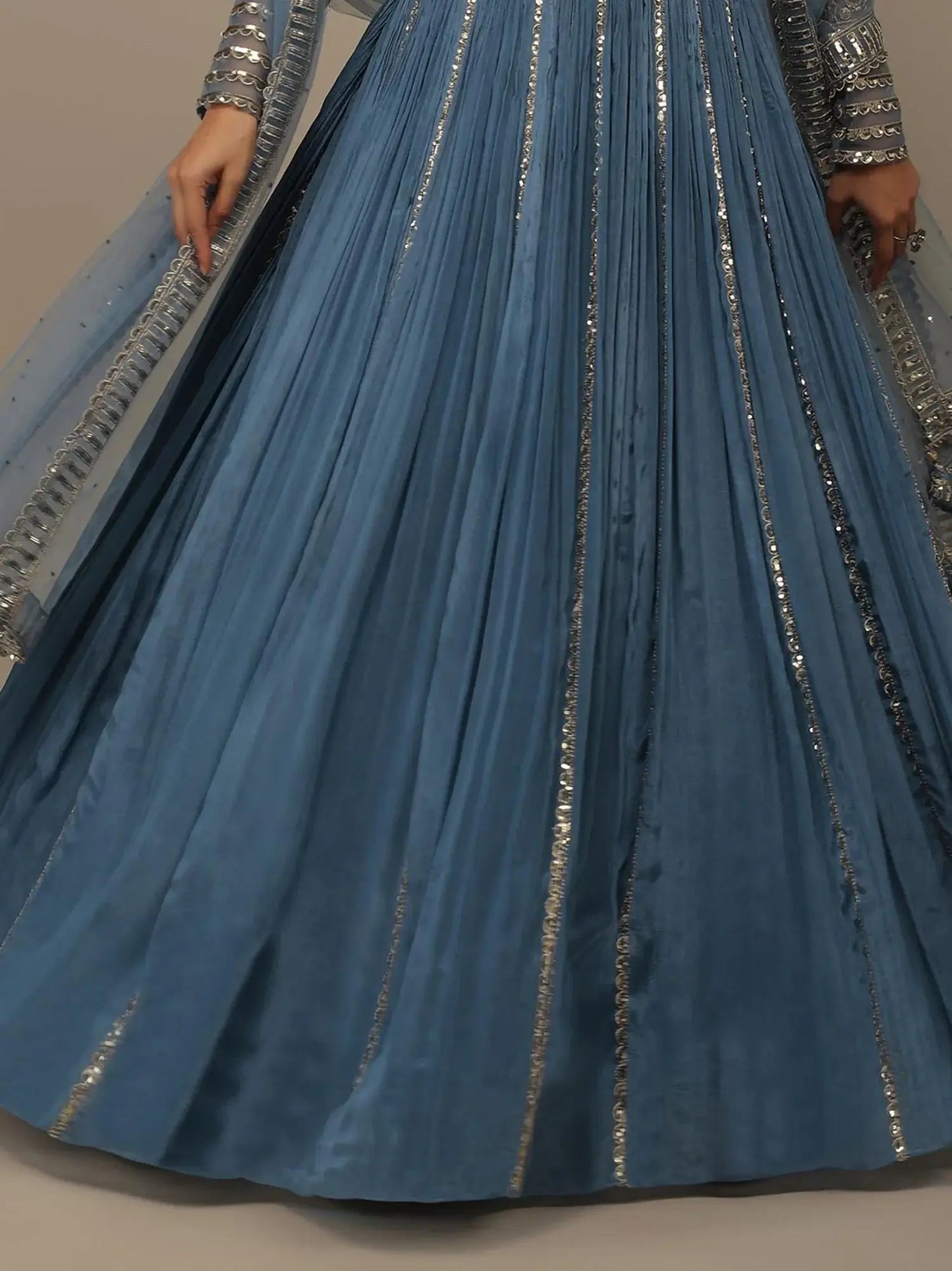 Stunning Blue Sequins Georgette Reception Wear Lehenga Choli - Zeel Clothing