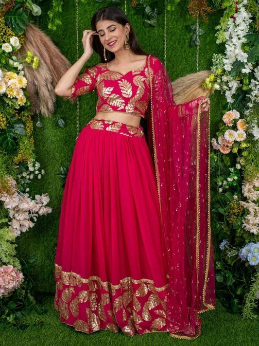 Superb Pink Sequin Embroidered Georgette Engagement Wear Lehenga Choli - Zeel Clothing
