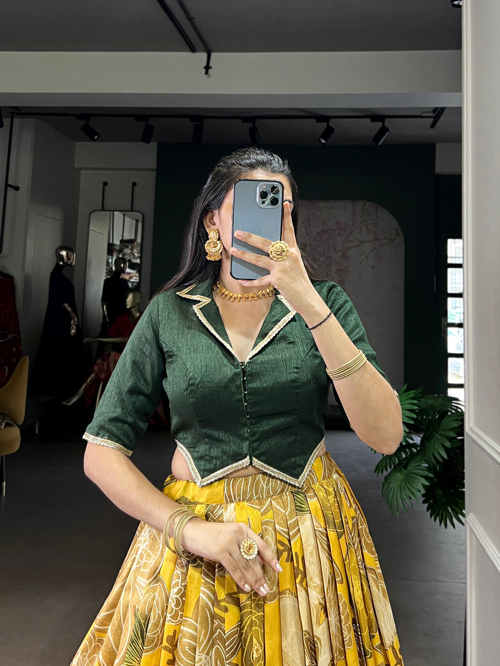 Mustard Color Printed Tasar Silk Co-Ord Set