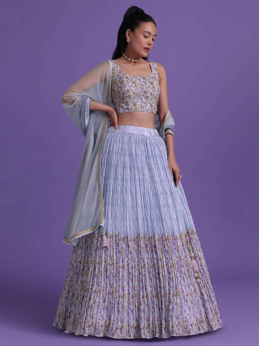 Wonderful Blue Sequins Net Engagement Wear Lehenga Choli - Zeel Clothing