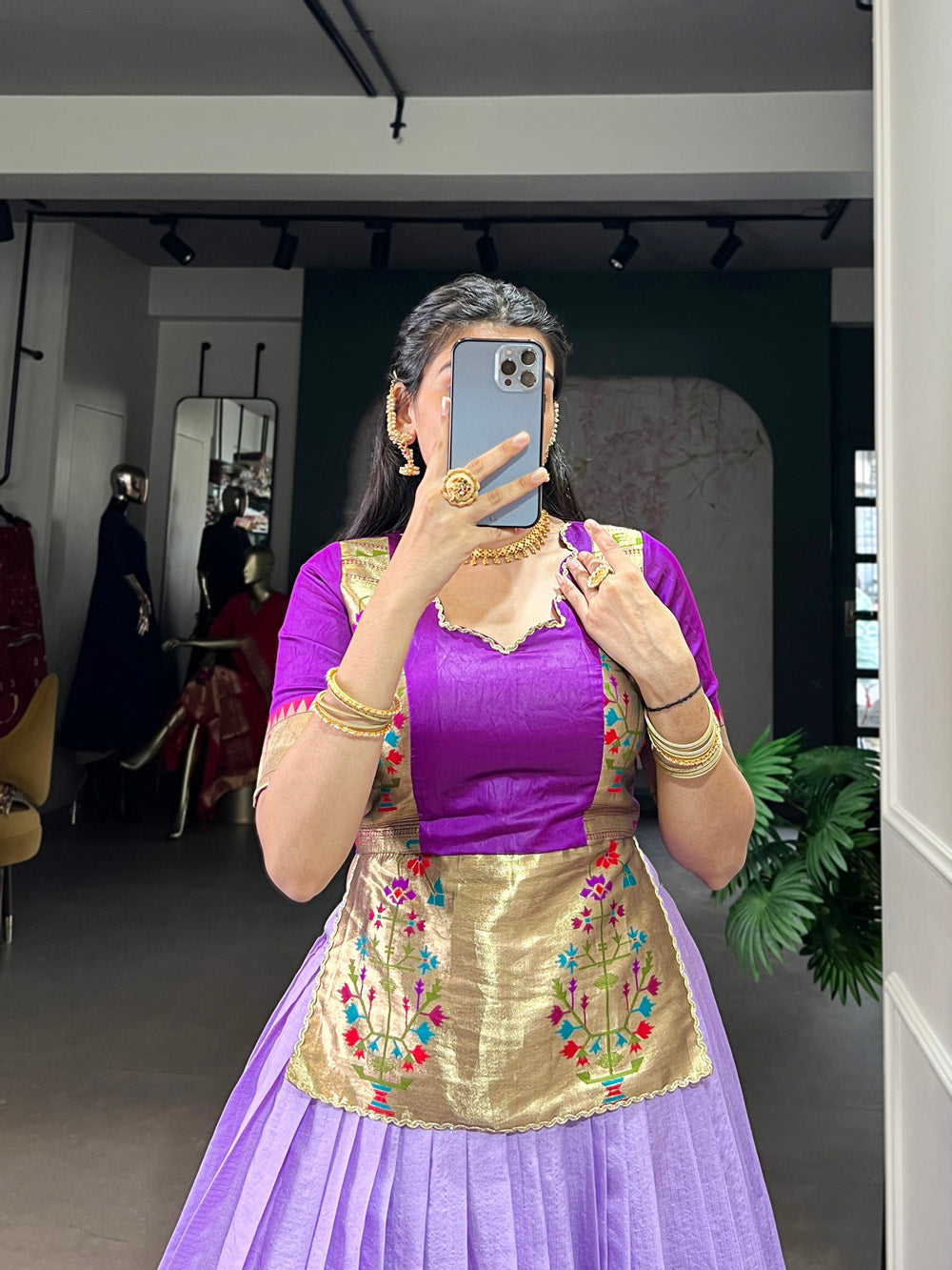 Lavender Color Zari Weaving Work Cotton Silk Co-Ord Set