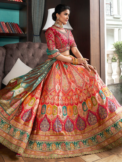 Magnetic Multi-Color Zari Weaving Wedding Wear Lehenga Choli