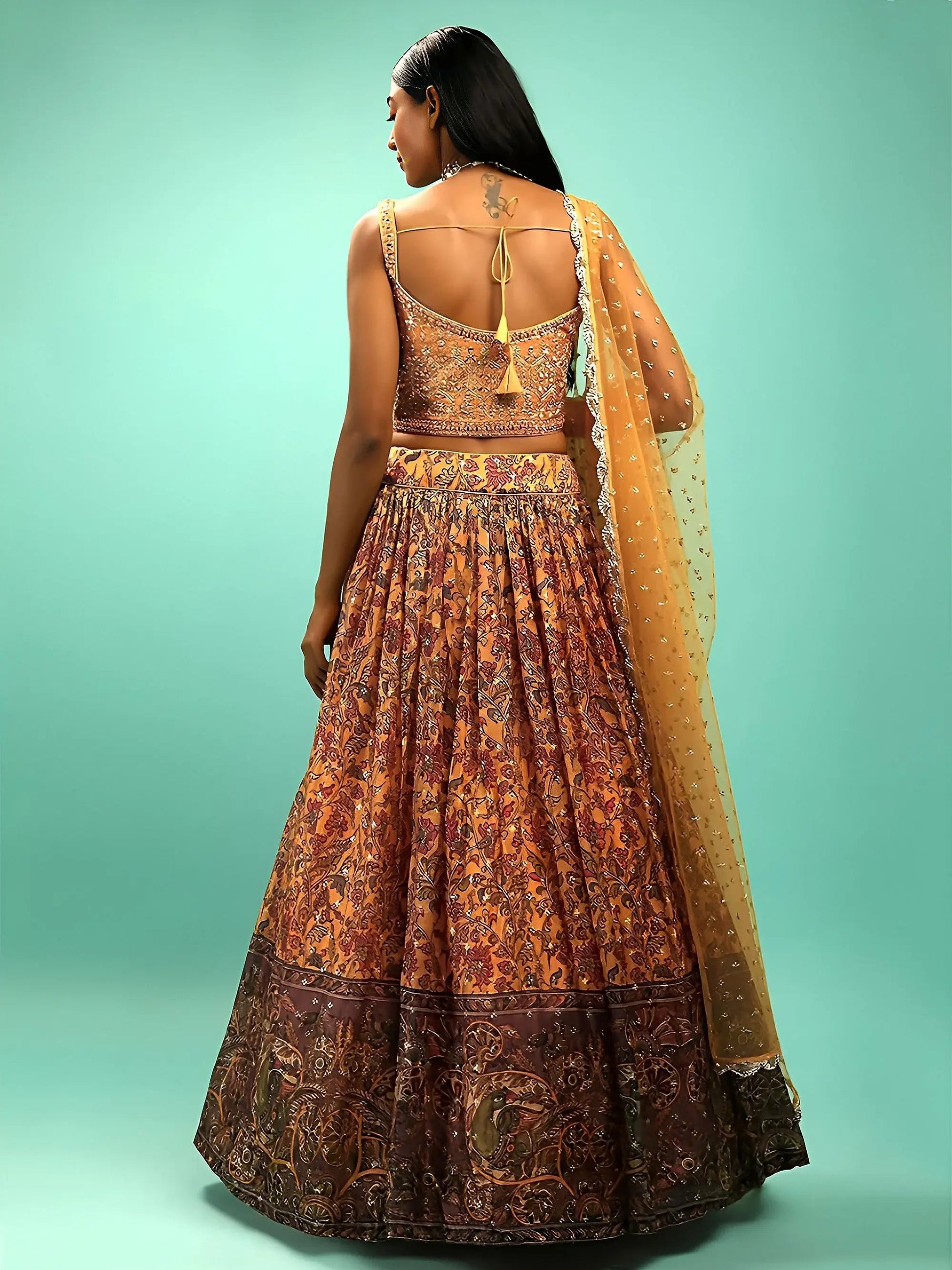 Attractive Yellow Chinon Digital Print Haldi Wear Lehenga Choli