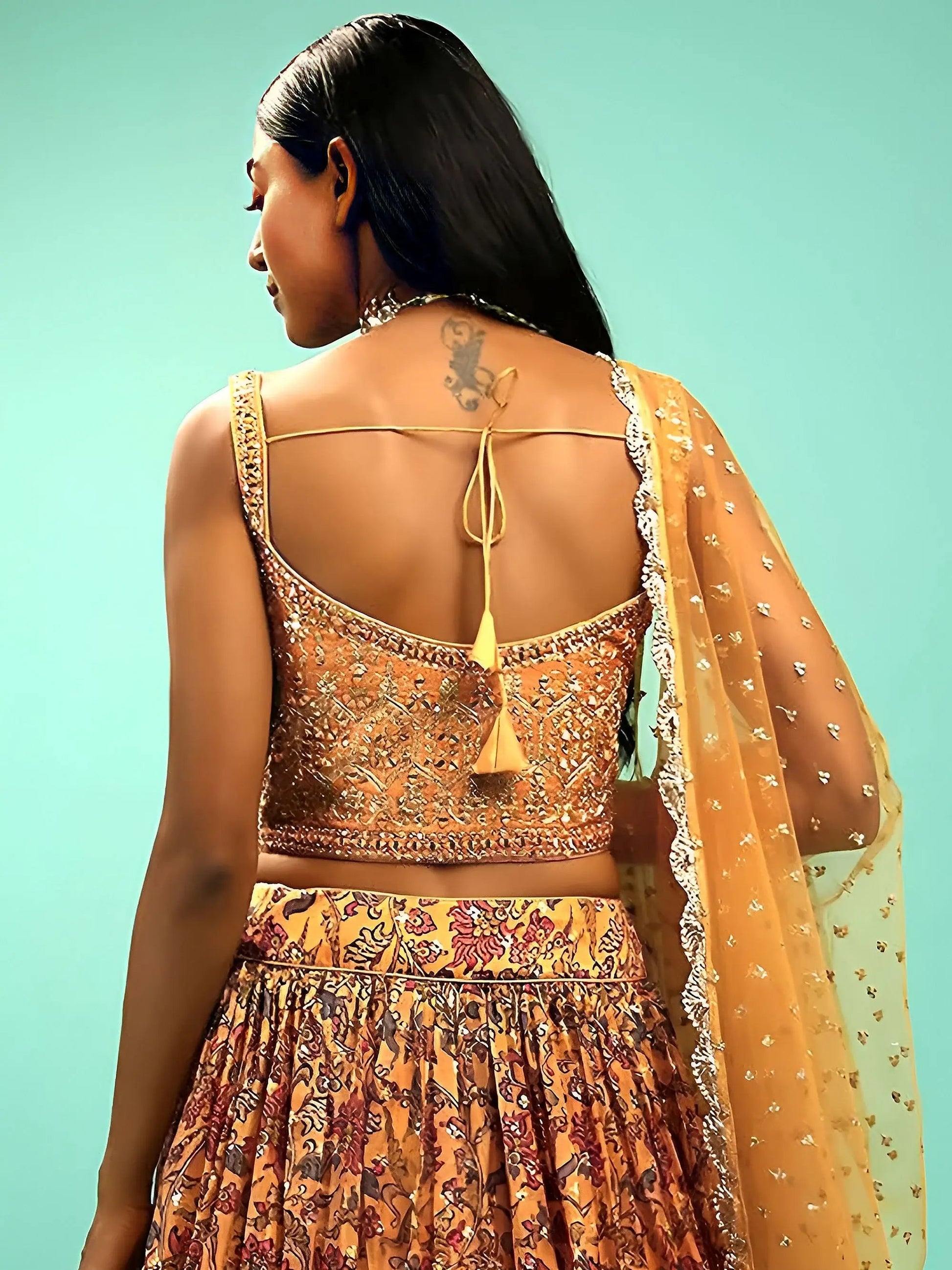 Attractive Yellow Chinon Digital Print Haldi Wear Lehenga Choli