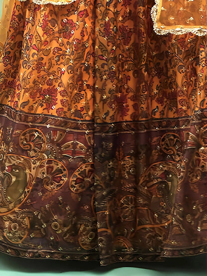 Attractive Yellow Chinon Digital Print Haldi Wear Lehenga Choli