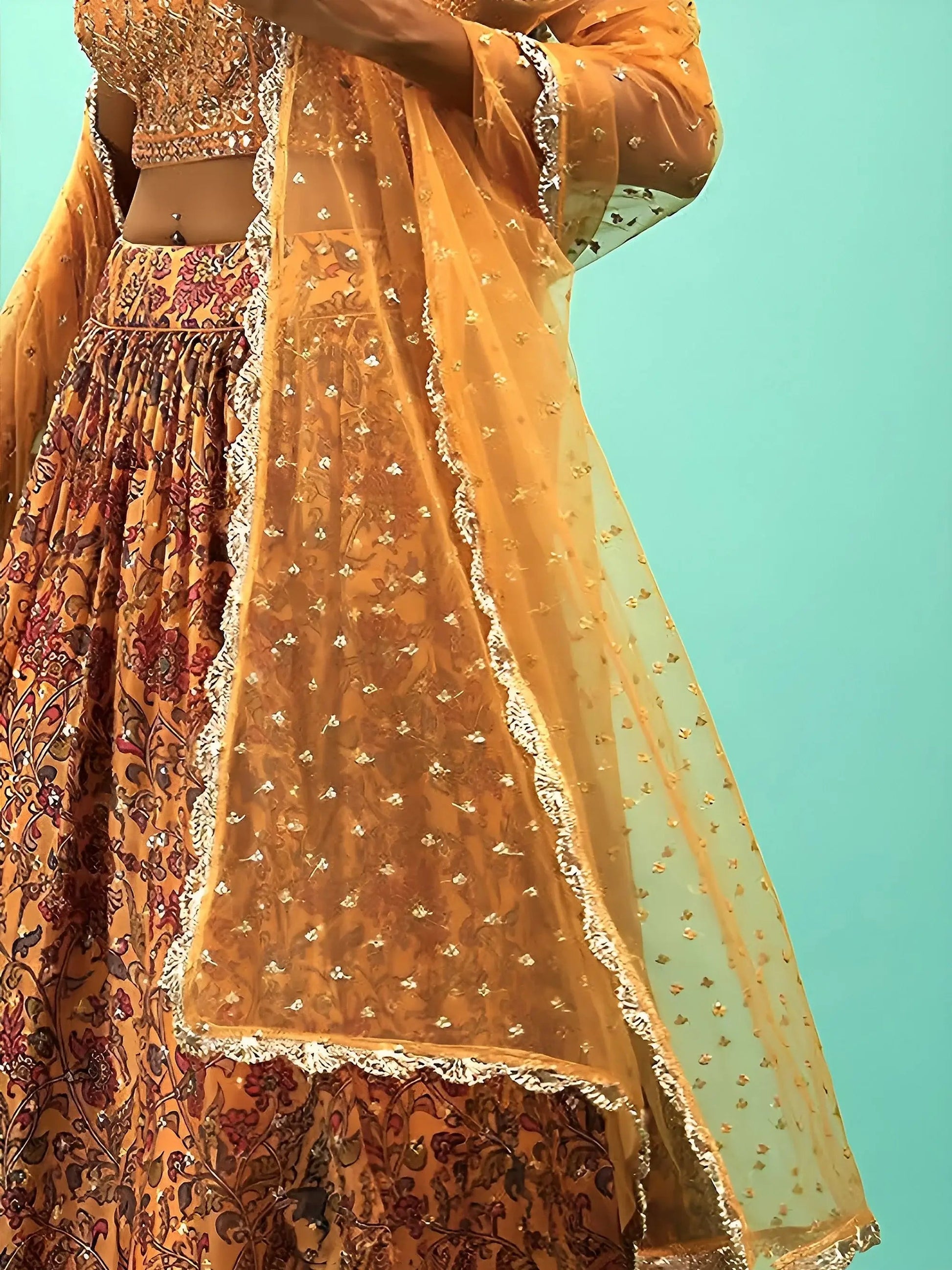 Attractive Yellow Chinon Digital Print Haldi Wear Lehenga Choli
