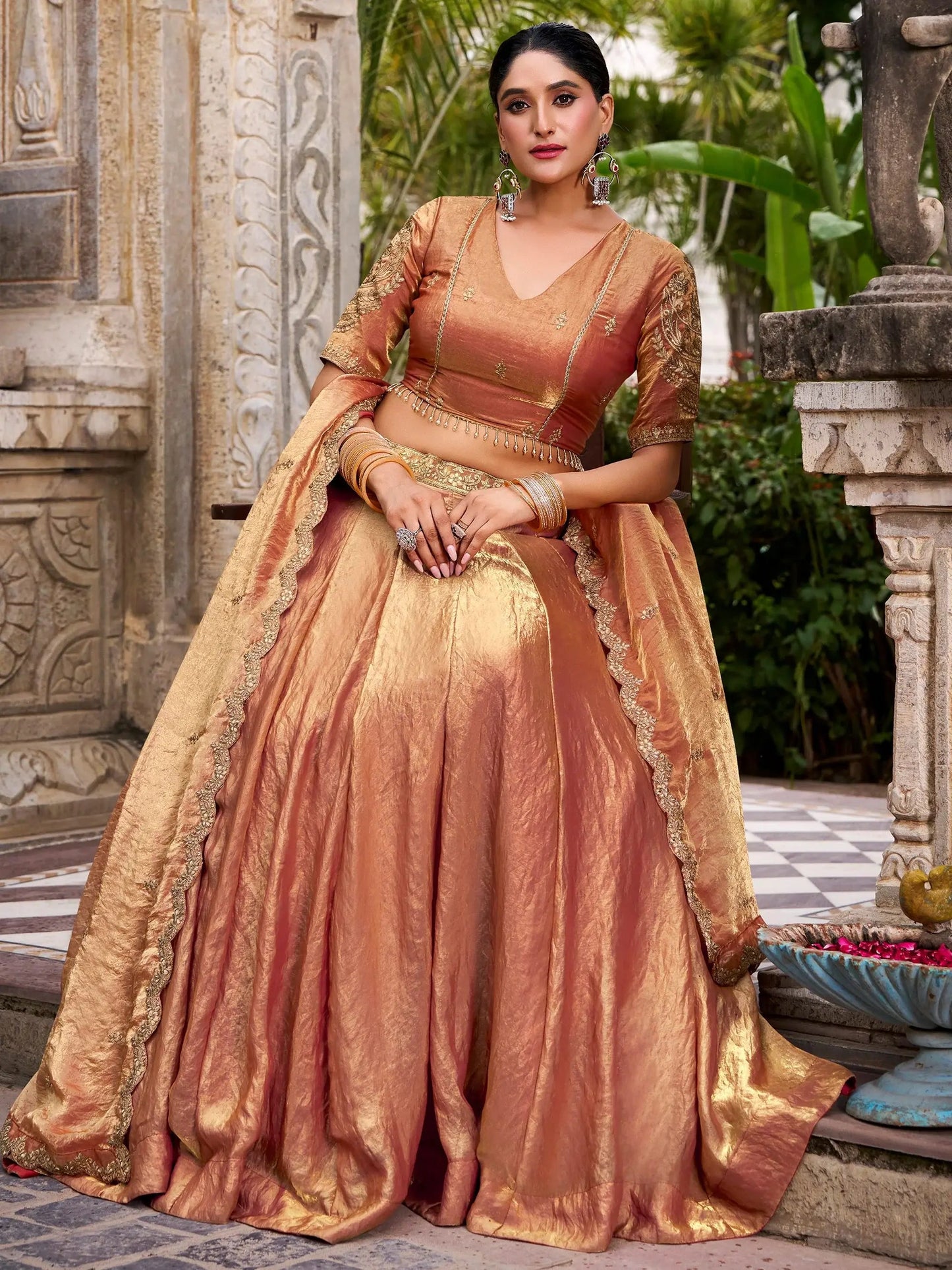 Adorable Orange Embroidered Organza Festive Wear Lehenga Choli With Dupatta