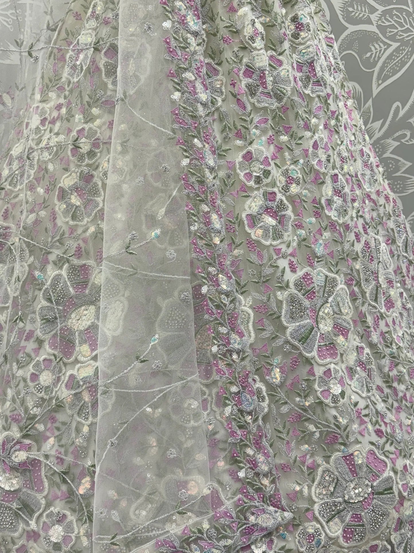 Fabulous White Diamond Work Net Designer Lehenga Choli With Dupatta