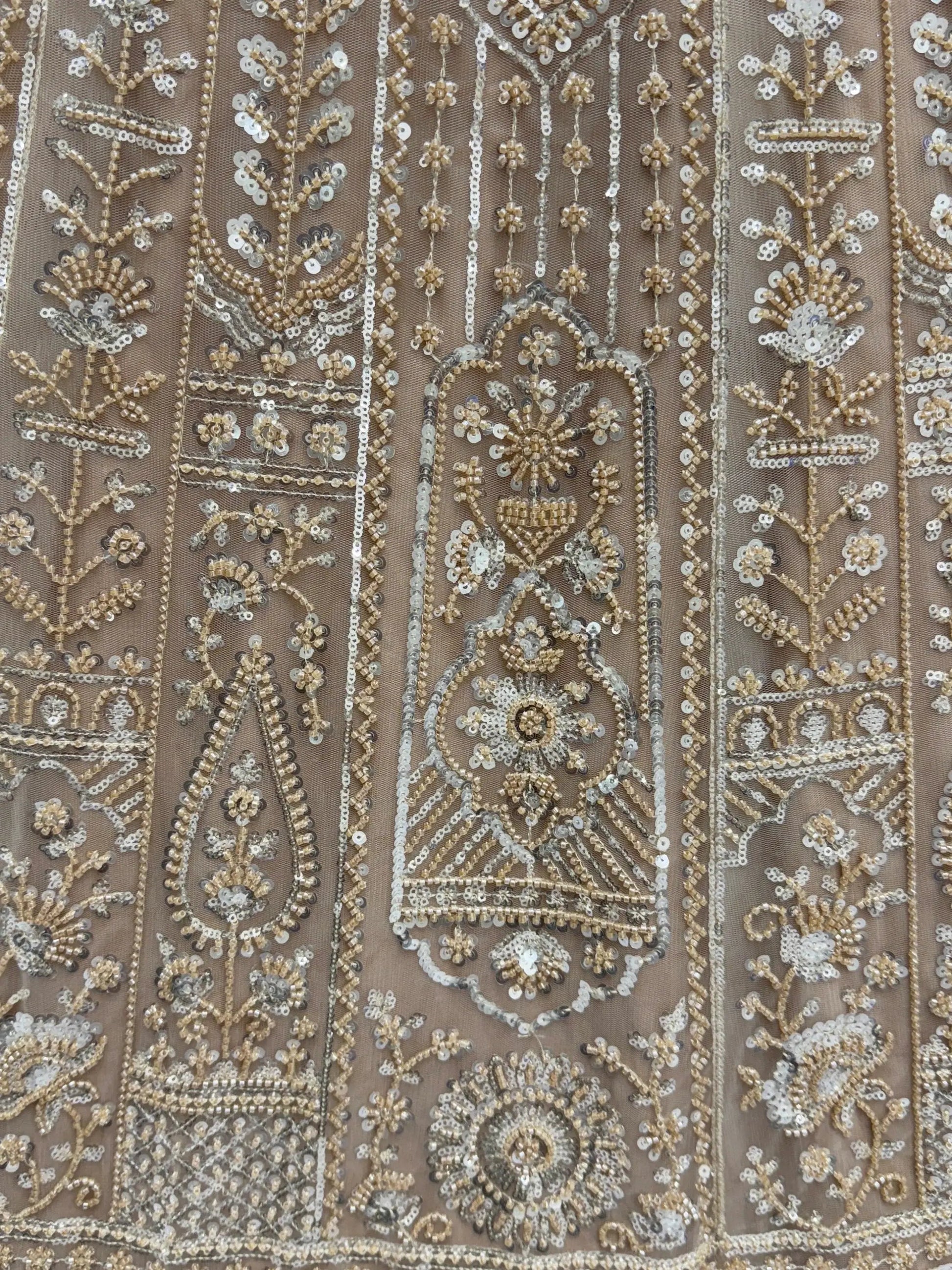 Enchanting Beige Embroidered Net Wedding Wear Lehenga Choli With Dupatta
