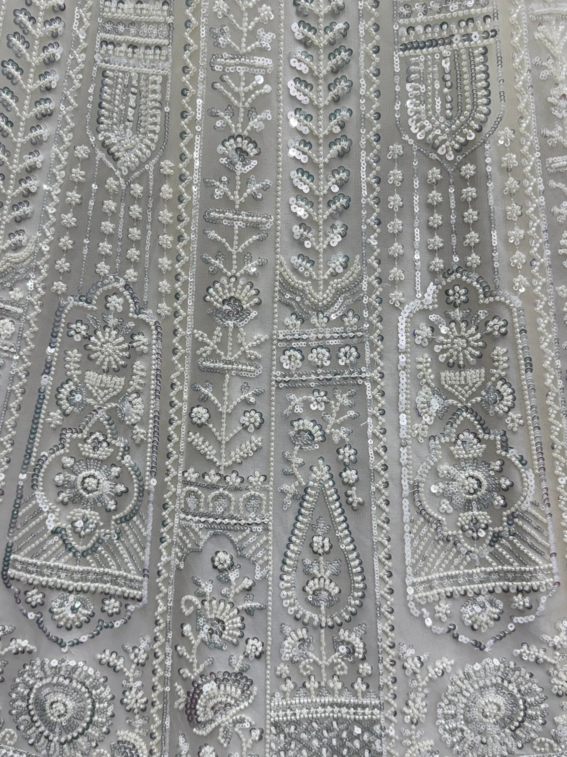 Gorgeous White Moti Work Net Engagement Wear Lehenga Choli With Dupatta