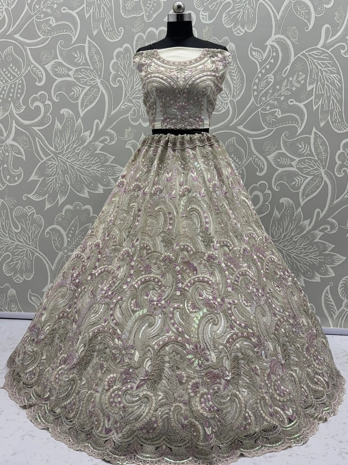 Lovable White Dori Embroidery Net Bridesmaid Lehenga Choli With Dupatta