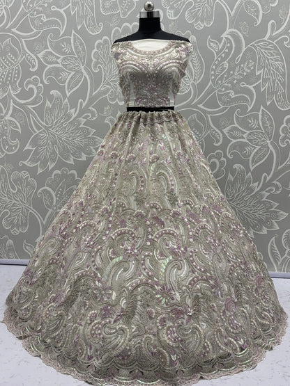 Lovable White Dori Embroidery Net Bridesmaid Lehenga Choli With Dupatta
