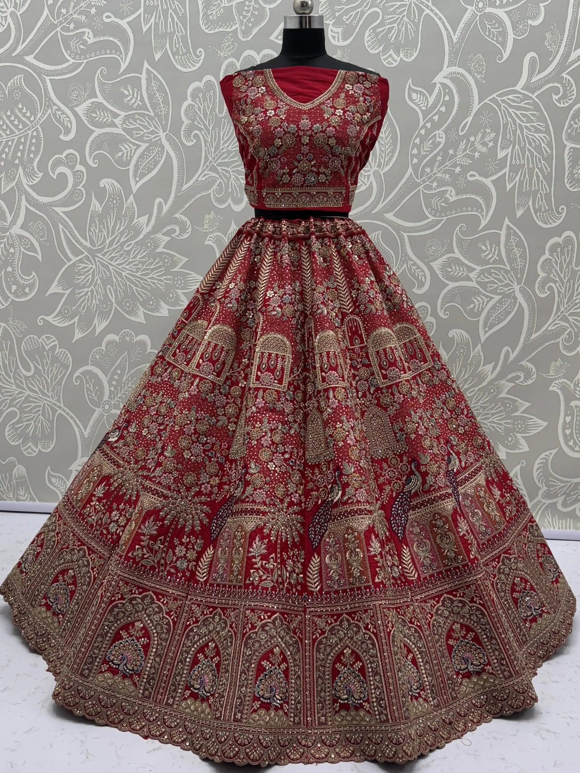 Fantastic Red Dori Embroidery Silk Bridal Lehenga Choli With Double Dupatta
