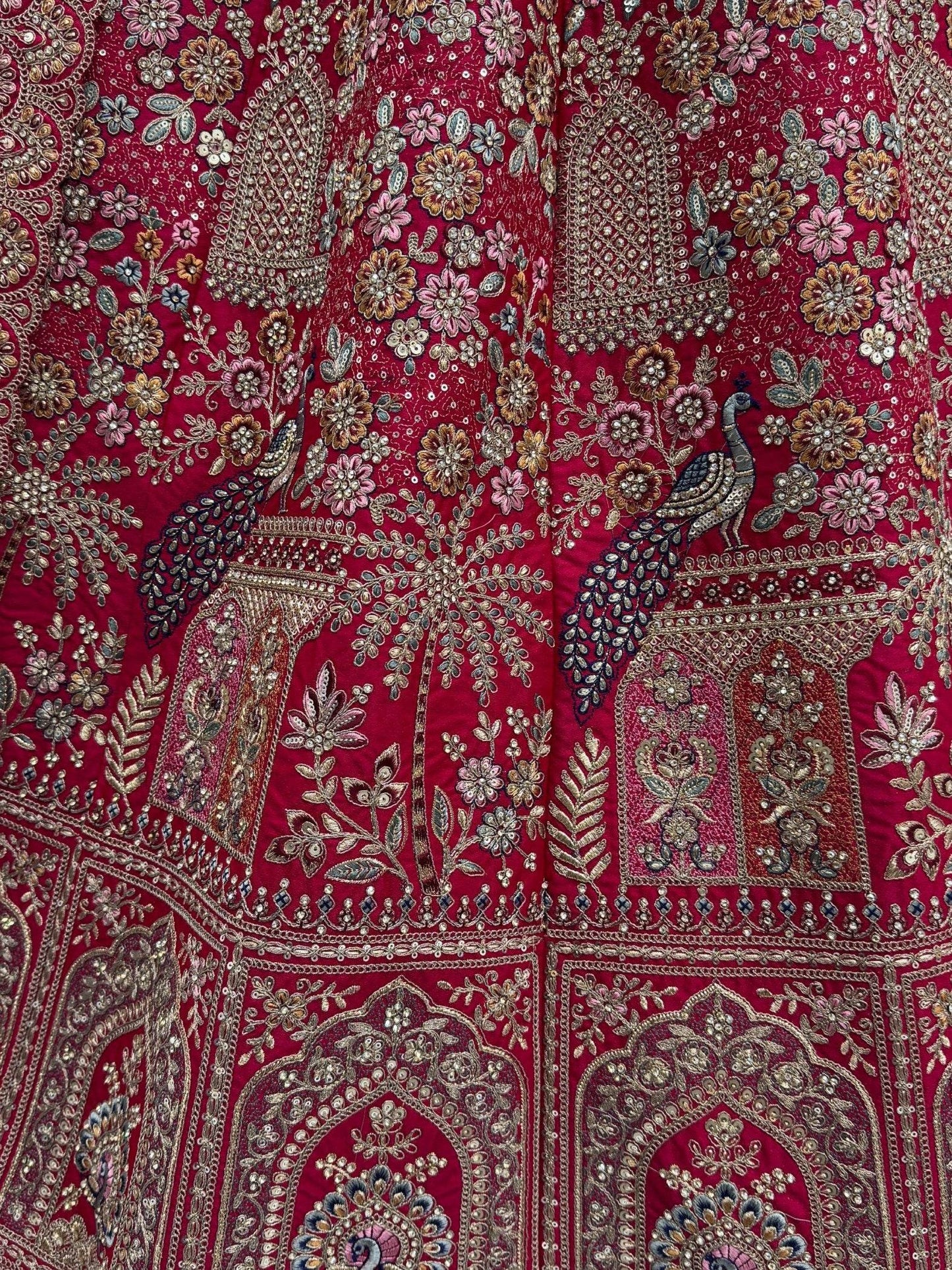 Terrific Pink Zari Work Silk Bridal Lehenga Choli With Double Dupatta